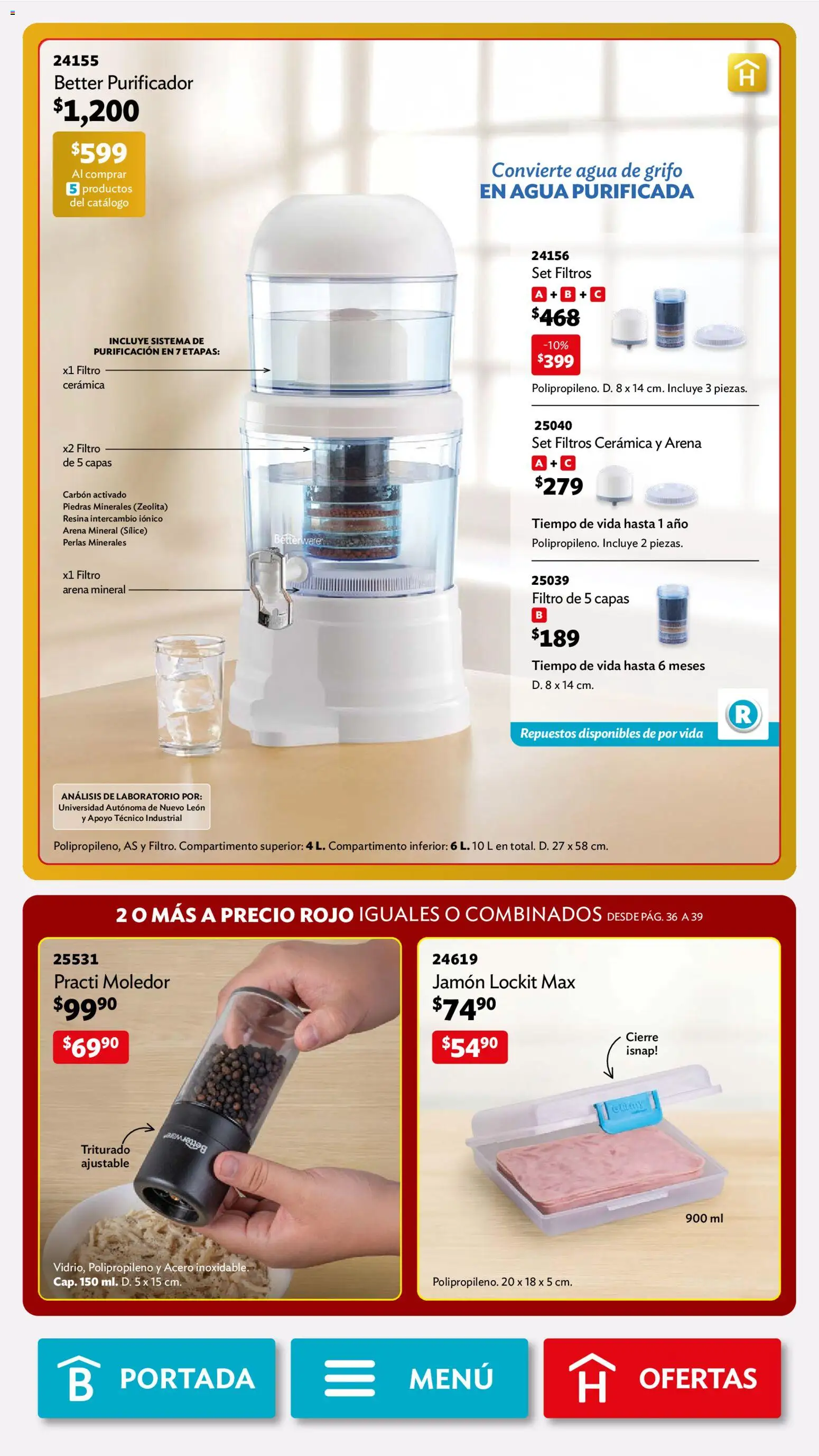 Nuevas ofertas de Betterware válidas en toda la República Mexicana desde el 02.02.2026. ¡Encuentra las mejores ofertas en Betterware campaña 2 2026! | Página: 39 | Productos: Grifo, Agua, Jamón, Purificador