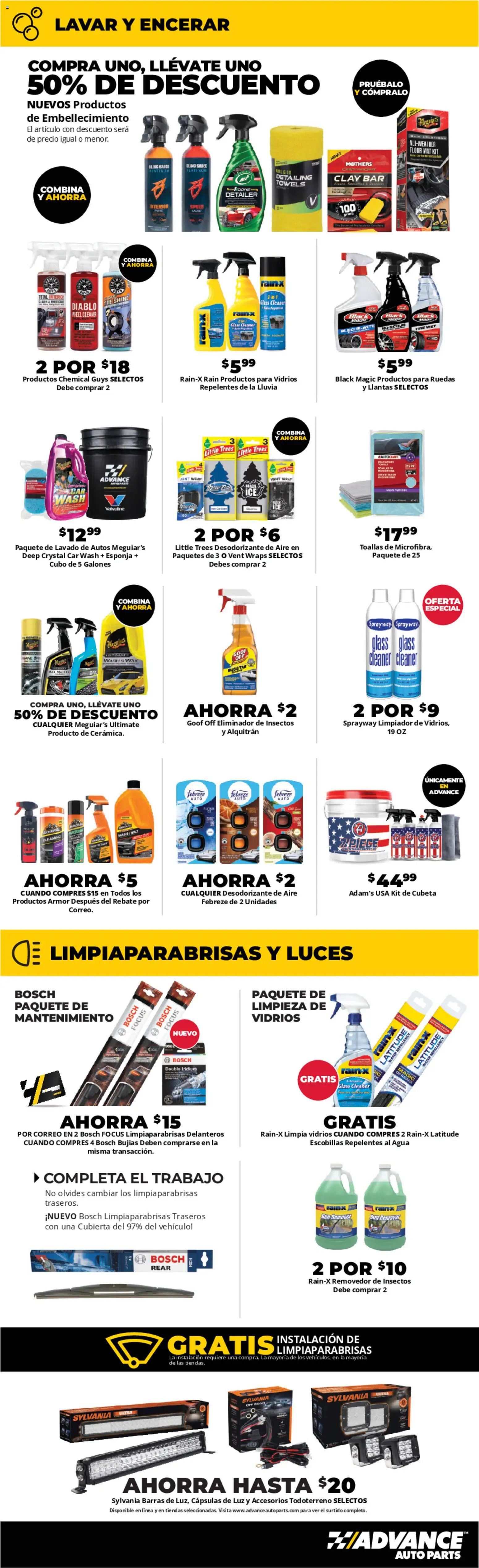 Advance Auto Parts Sales Ad - Spanish - valid from 26.04.2026 | Page: 5 | Products: Water, Sauce, Floor Mat