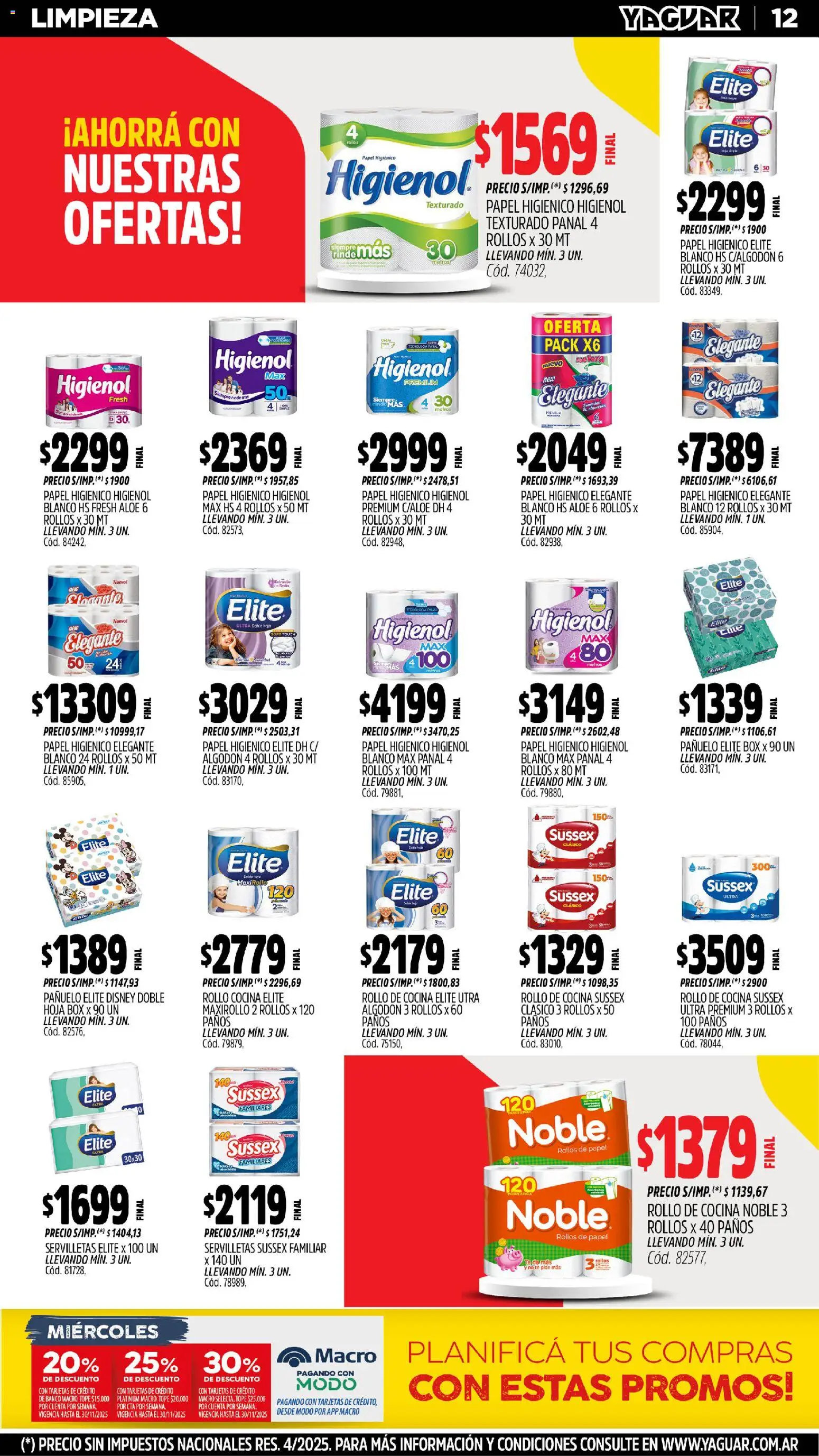 Yaguar - San Juan │ válido desde el 17.11.2025 | Página: 13 | Productos: Papel higiénico, Pañuelo, Cocina, Servilletas