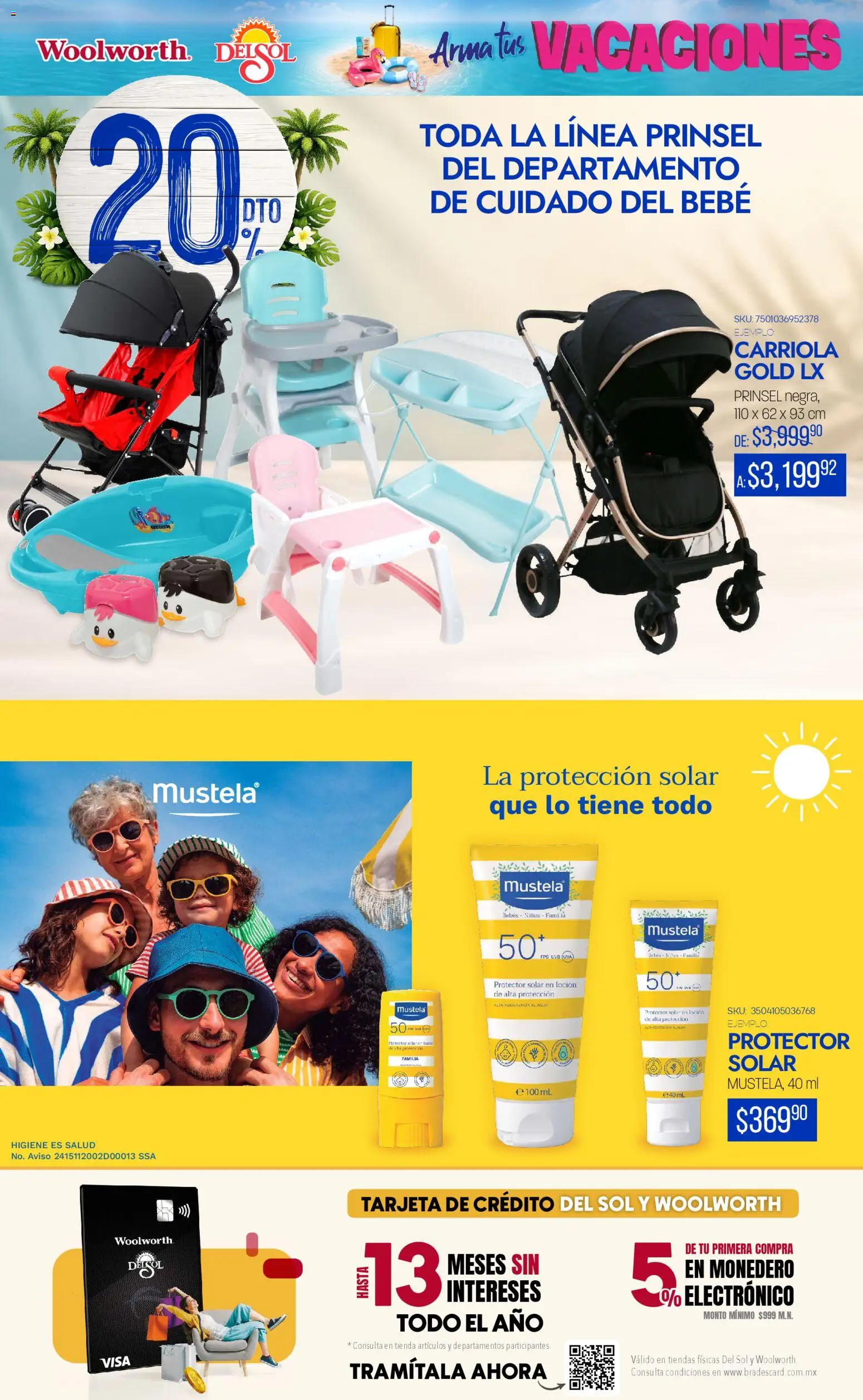 Nuevas ofertas de Del Sol y Woolworth catálogo Arma tus Vacaciones  válidas en toda la República Mexicana desde el 19.03.2026. ¡Encuentra las mejores ofertas en Del Sol y Woolworth catálogo Arma tus Vacaciones ! | Página: 36 | Productos: Carriola, Monedero, Loción, Protector solar