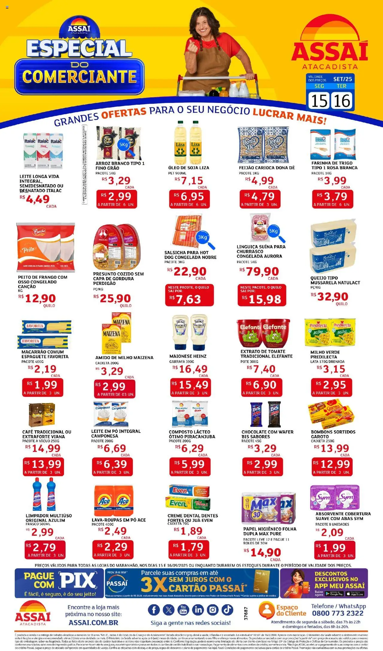 Assaí Atacadista Folheto - válido de 15.09.2025 | Página: 1 | Produtos: Espaguete, Pó, Farinha de trigo, Maionese