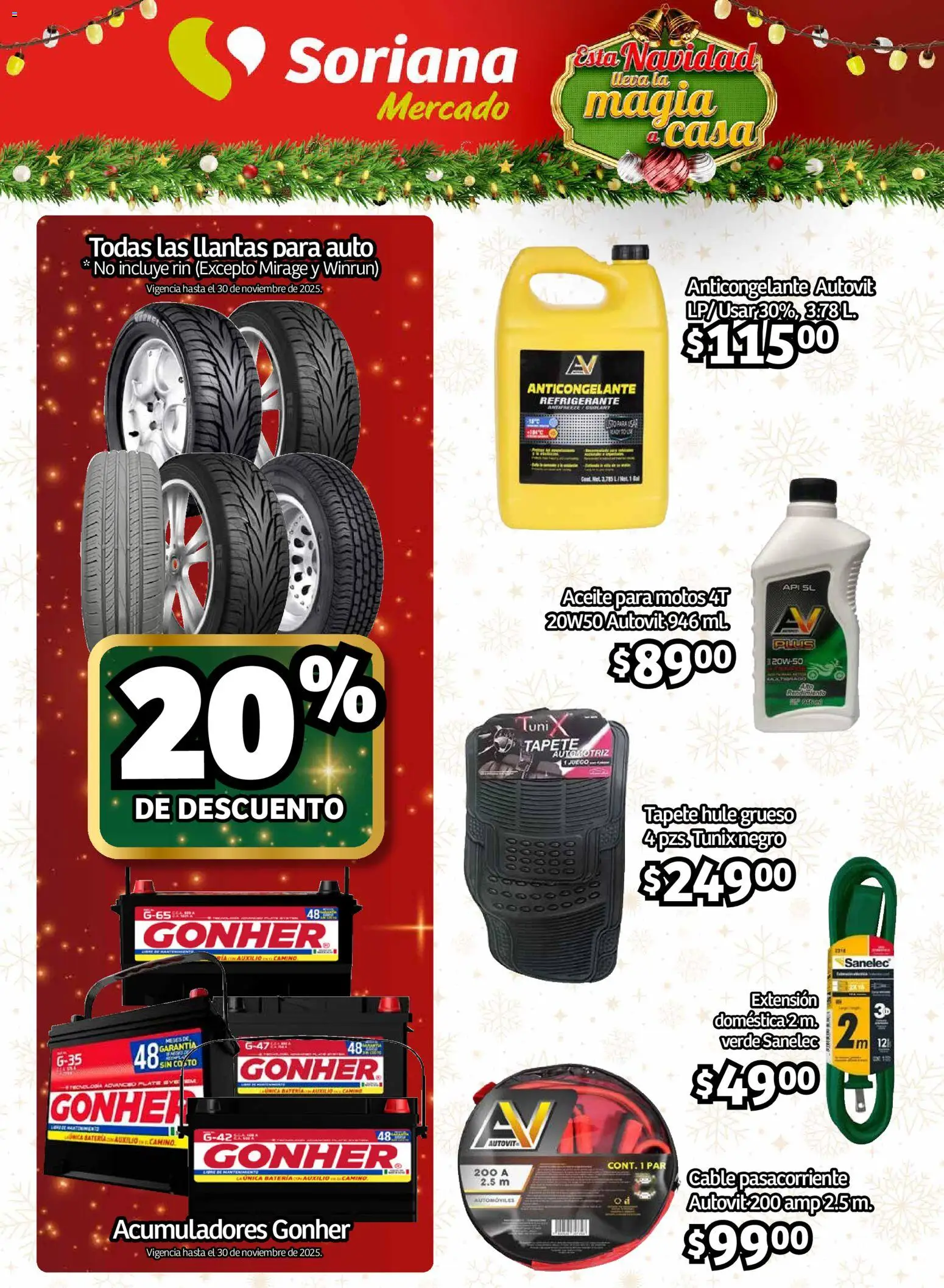 Nuevas ofertas de Soriana válidas en toda la República Mexicana desde el 27.11.2025. ¡Encuentra las mejores ofertas en Soriana - Pesito Valedor Mercado: Ags, Col, Gto, Jal, Mich! | Página: 30 | Productos: Aceite, Cable, Batería, Tapete