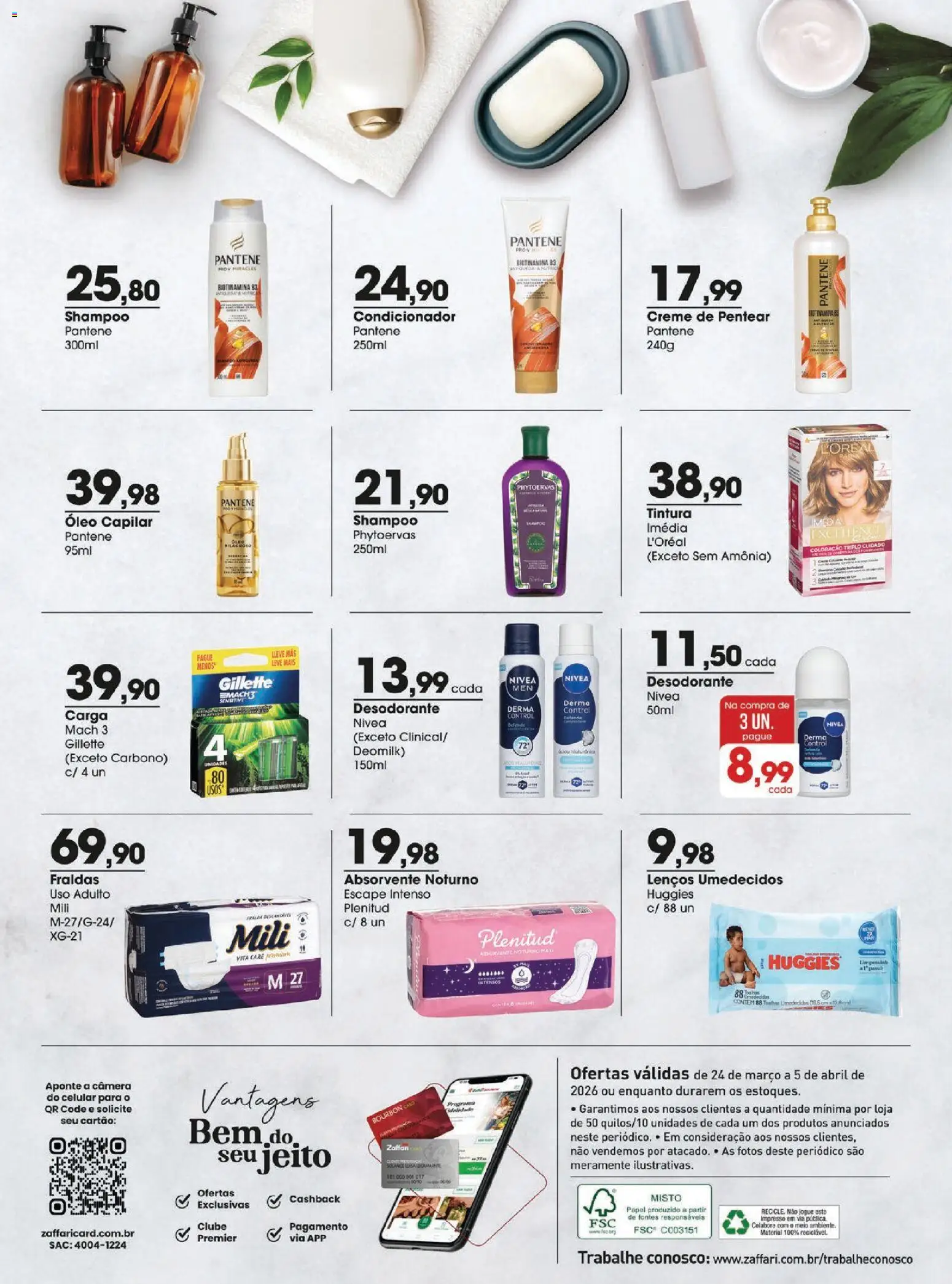 Zaffari Folheto - válido de 24.03.2026 | Página: 18 | Produtos: Shampoo, Condicionador, Creme, Fraldas