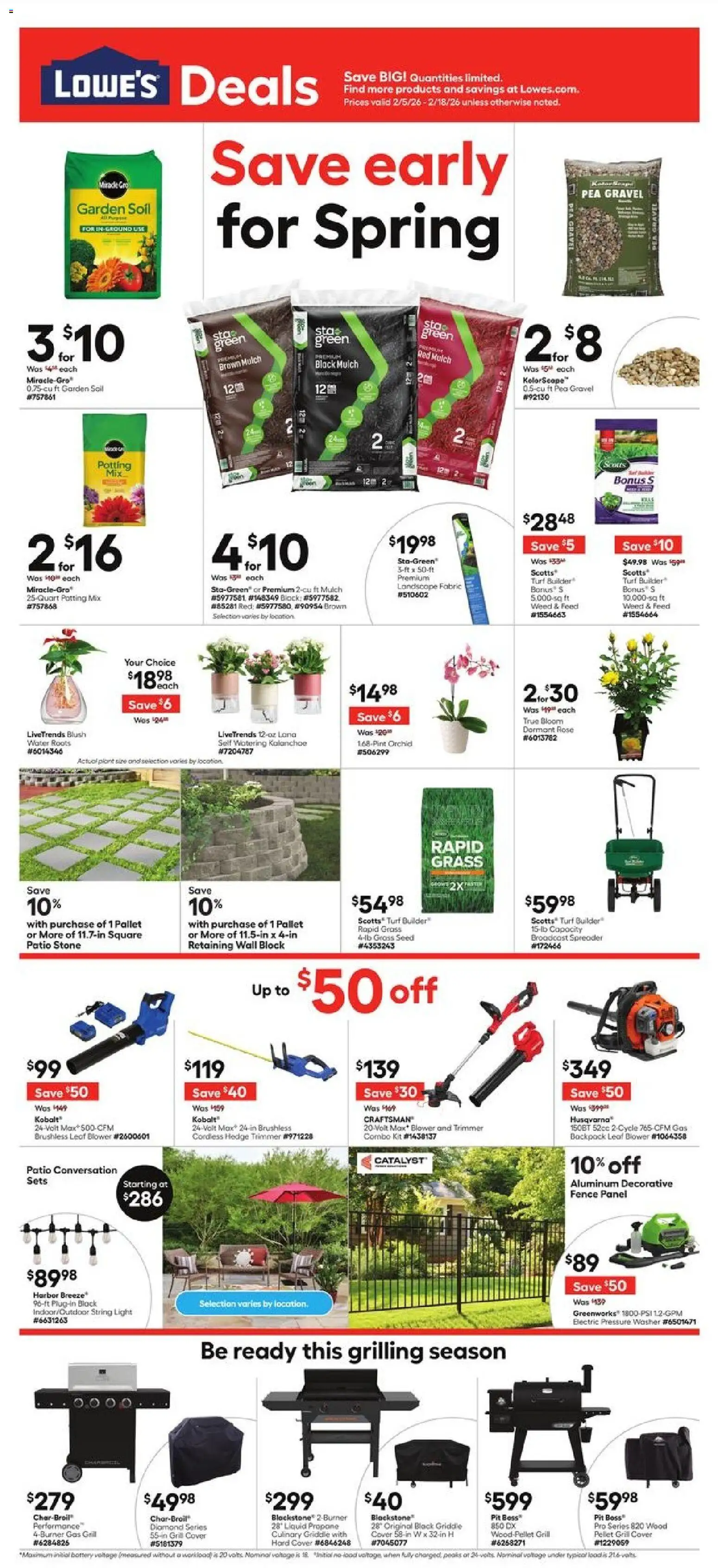 Lowe's Weekly Ad - valid from 05.02.2026 | Page: 1 | Products: Battery, Blush, Backpack, Blower