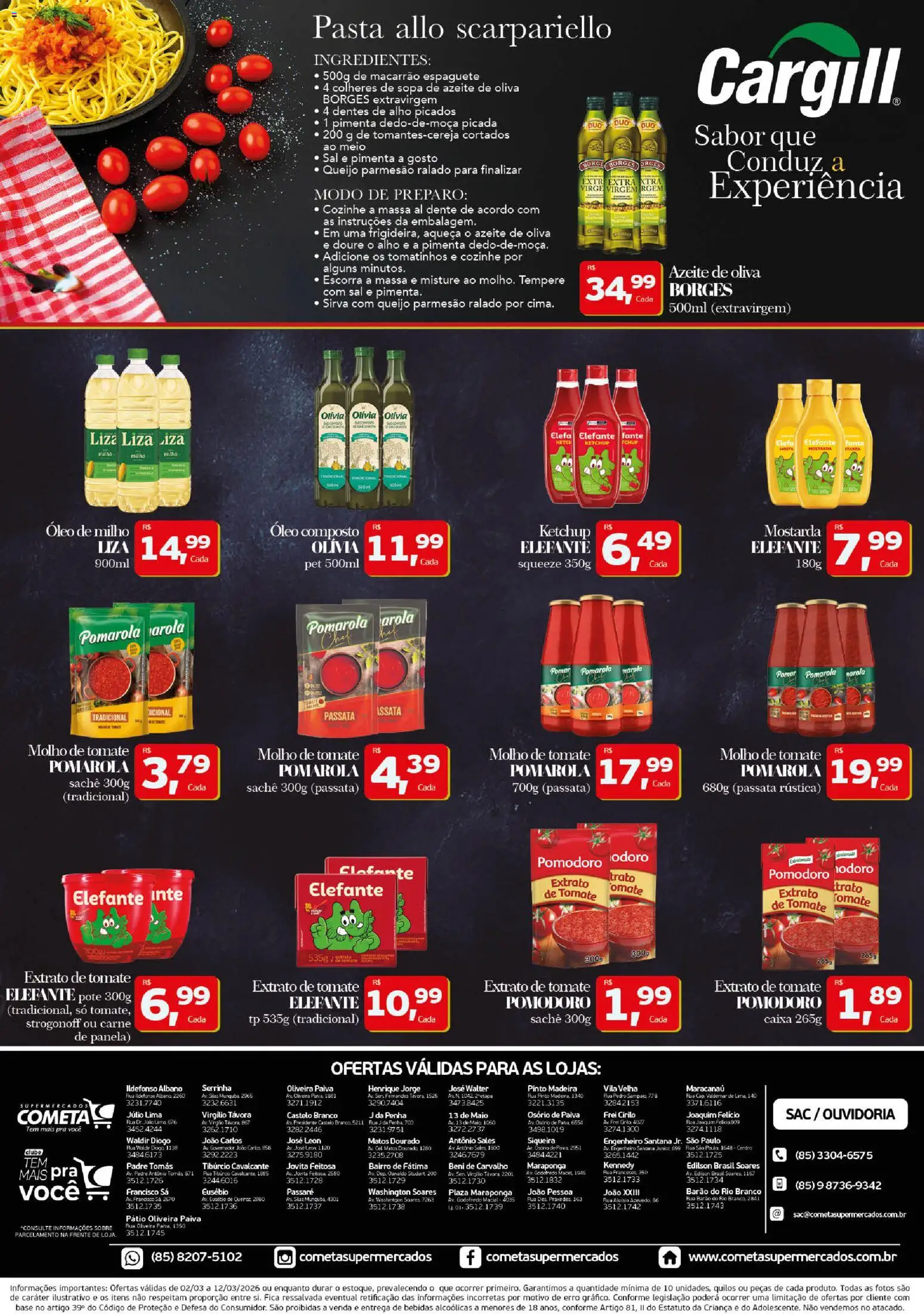 Cometa Supermercados Folheto - válido de 02.03.2026 | Página: 2 | Produtos: Parmesão, Massa, Ketchup, Azeite