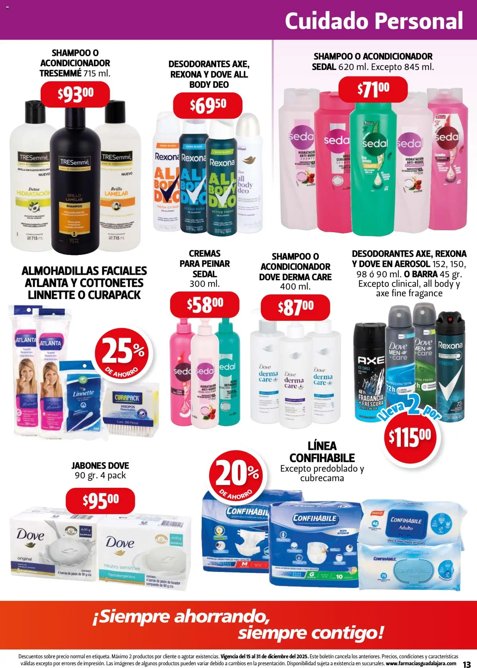 Nuevas ofertas de Farmacia Guadalajara válidas en toda la República Mexicana desde el 15.12.2025. ¡Encuentra las mejores ofertas en Farmacia Guadalajara catálogo! | Página: 13 | Productos: Barra, Body, Acondicionador, Sobre