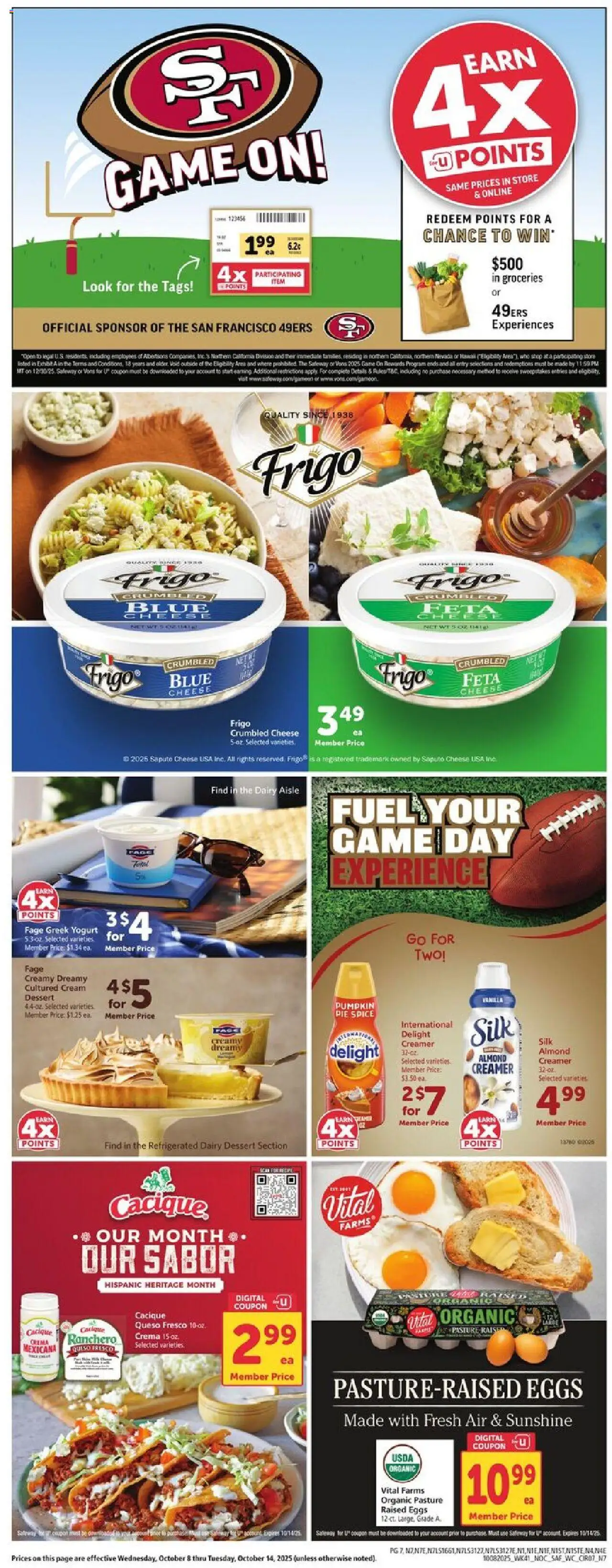 Safeway Weekly Ad - valid from 08.10.2025 | Page: 7 | Products: Yogurt, Cream, Pumpkin, Game