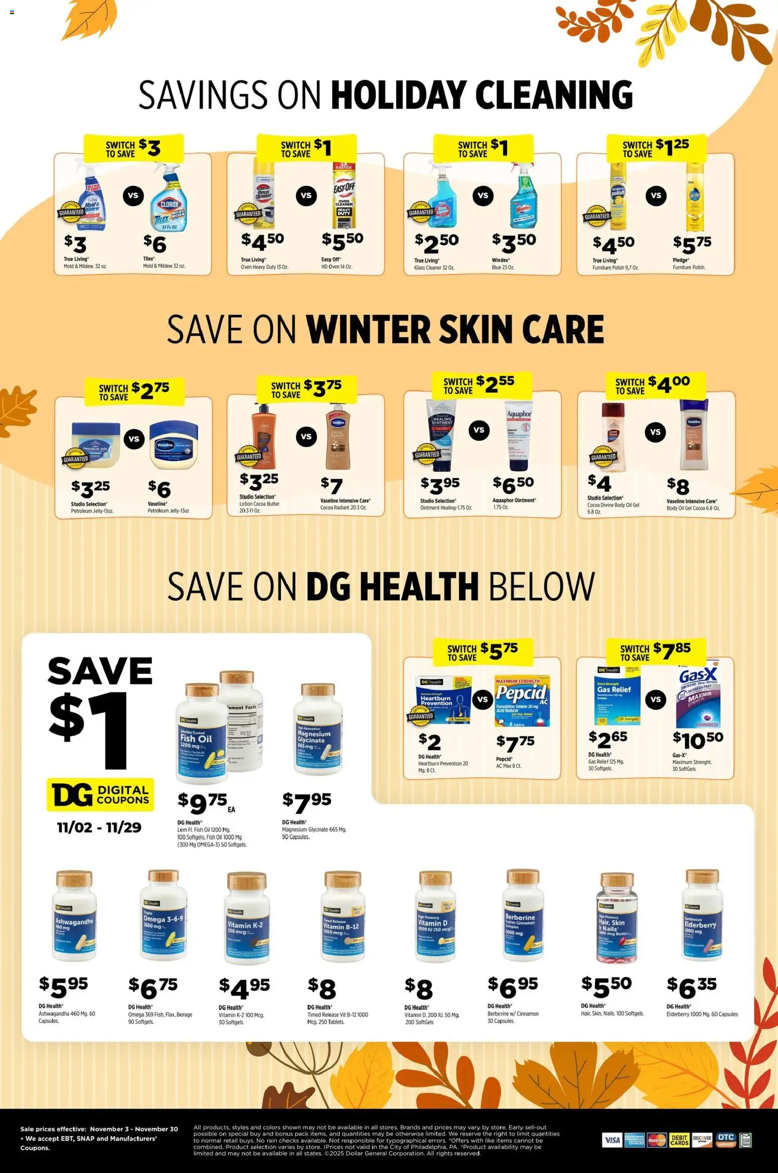 Dollar General  Switch to Save with DG Brands - valid from 02.11.2025 | Page: 3 | Products: Fish Oil, Biotin, Fish, Switch