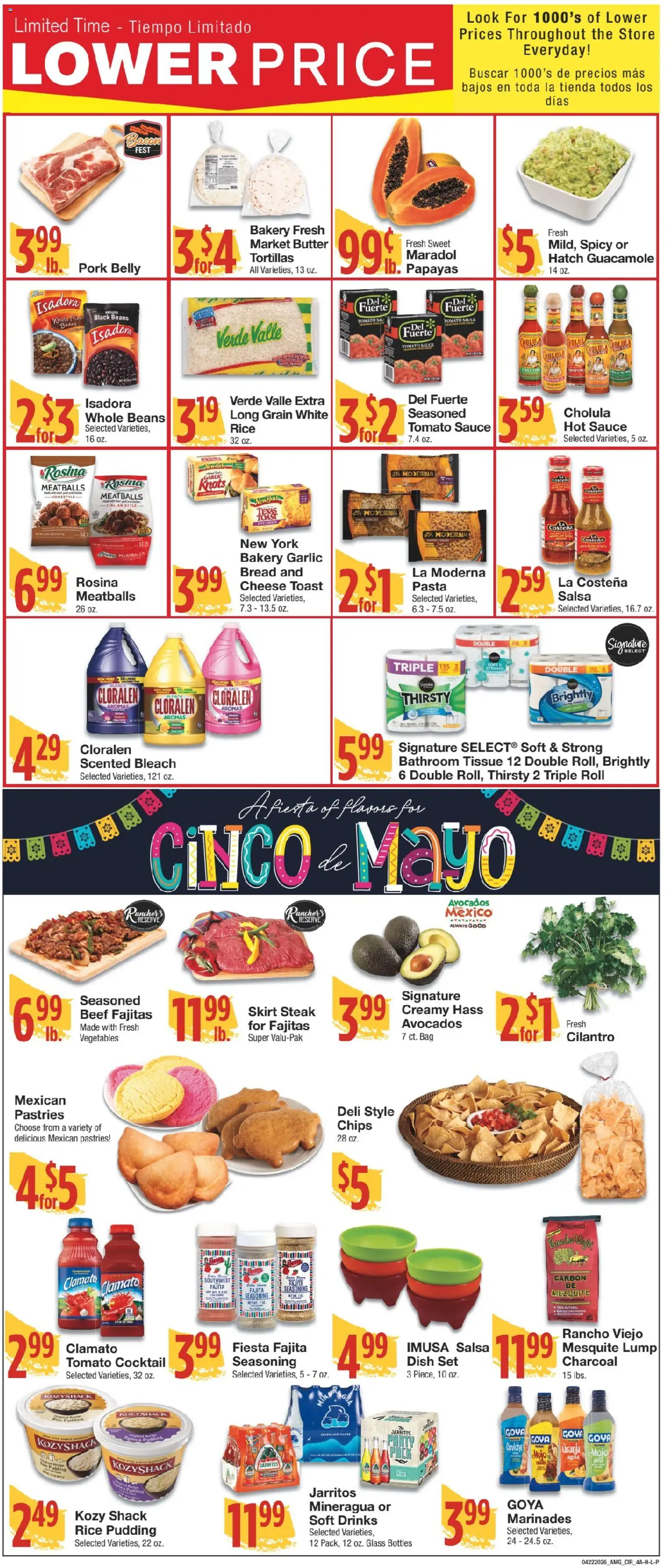 United Supermarkets Ad - valid from 22.04.2026 | Page: 4 | Products: Bakery, Bread, Pork, Sauce