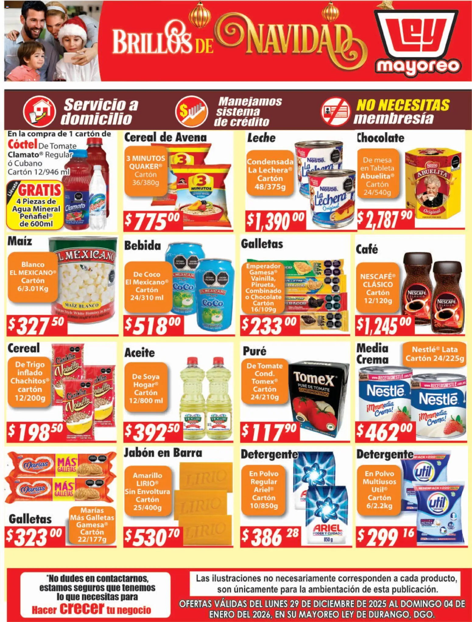 Nuevas ofertas de Casa Ley válidas en toda la República Mexicana desde el 29.12.2025. ¡Encuentra las mejores ofertas en Casa Ley folleto Durango! | Página: 1 | Productos: Crema, Aceite, Chocolate, Barra