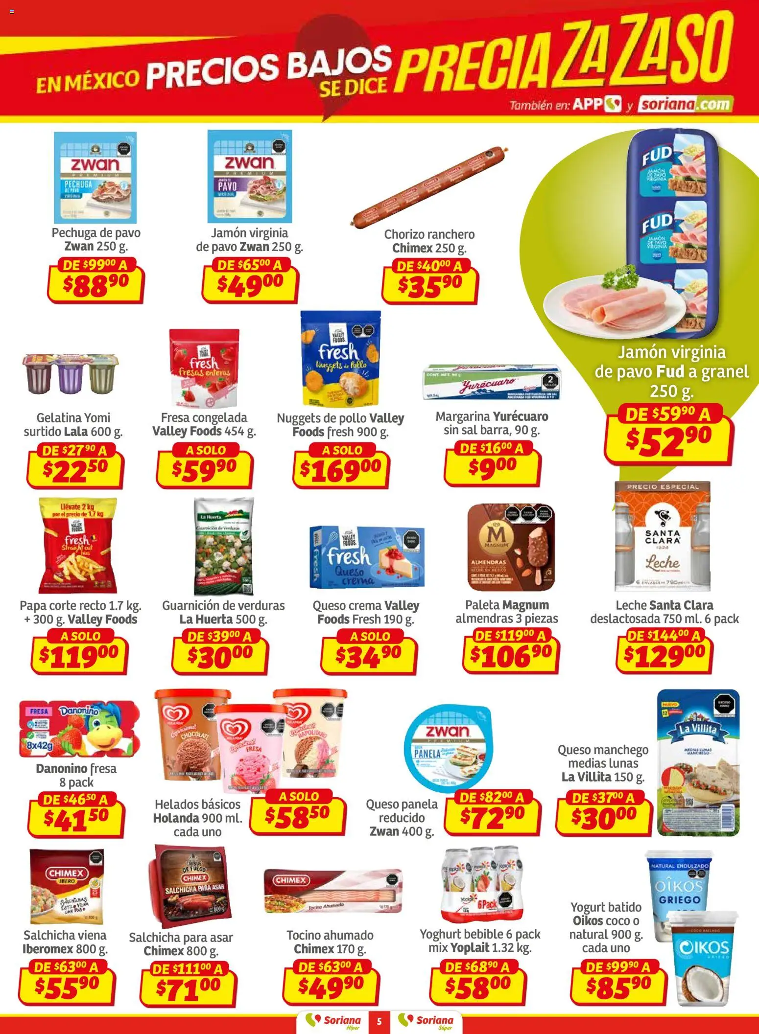 Nuevas ofertas de Soriana válidas en toda la República Mexicana desde el 30.01.2026. ¡Encuentra las mejores ofertas en Soriana - Preciazazaso Súper: Ags, Col, Gto, Jal, Mich! | Página: 5 | Productos: Chocolate, Jamón, Chorizo, Fresas