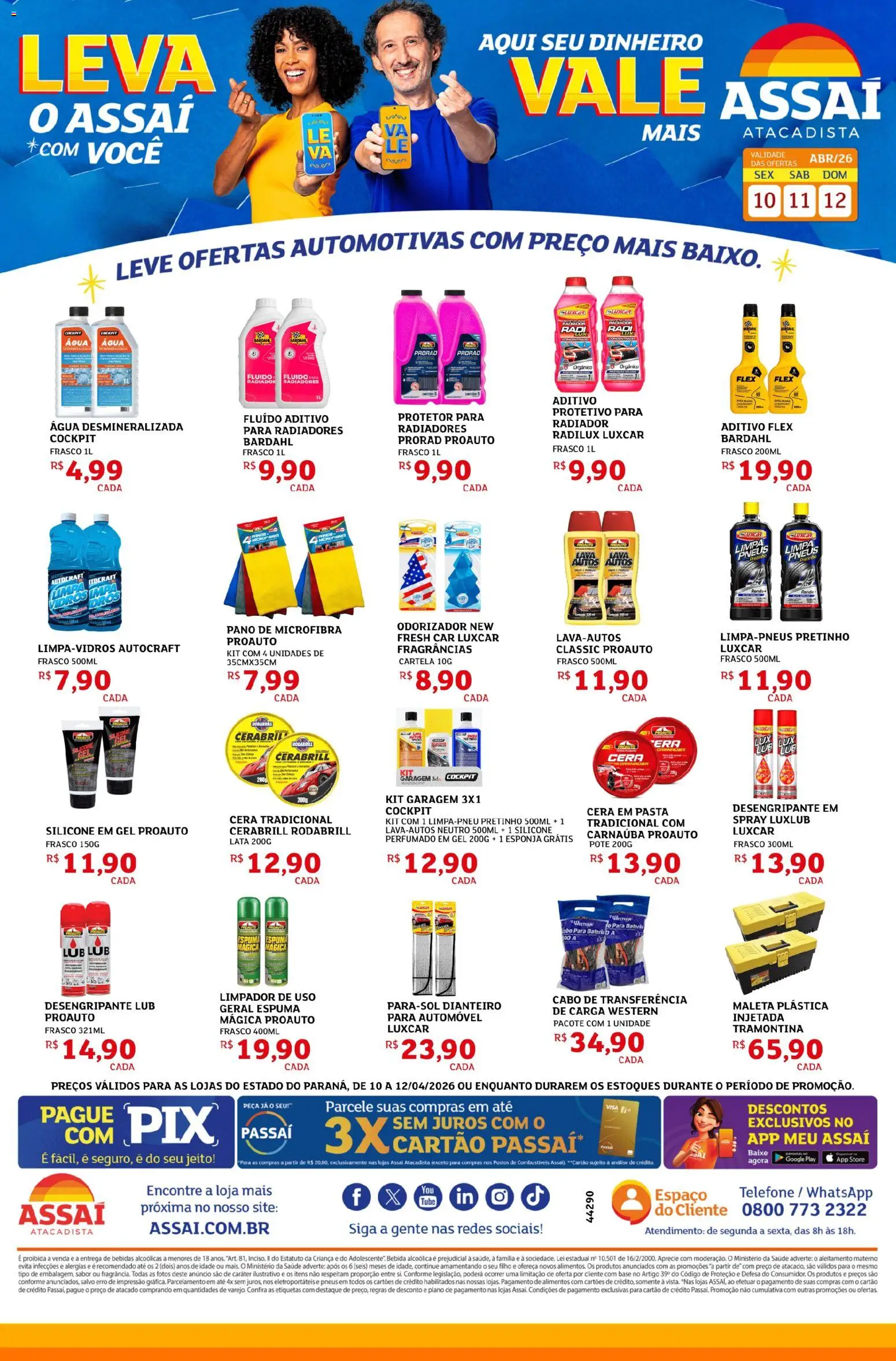 Assaí Atacadista Folheto - válido de 10.04.2026 | Página: 1 | Produtos: Radiador, Pasta, Pneus, Telefone