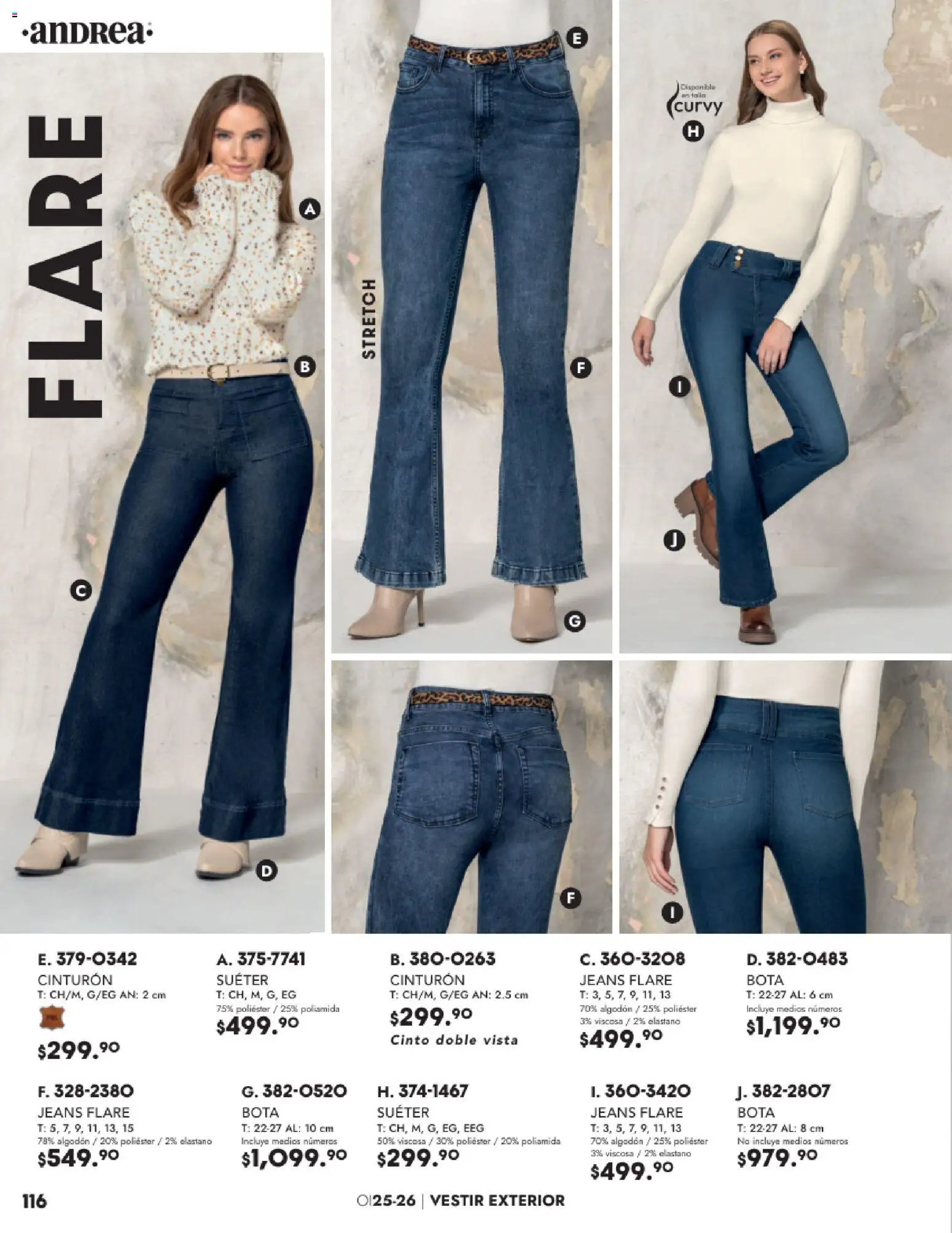 Nuevas ofertas de Andrea válidas en toda la República Mexicana desde el 26.11.2025. ¡Encuentra las mejores ofertas en Andrea catálogo Vestir! | Página: 116 | Productos: Suéter, Cinturón, Algodón