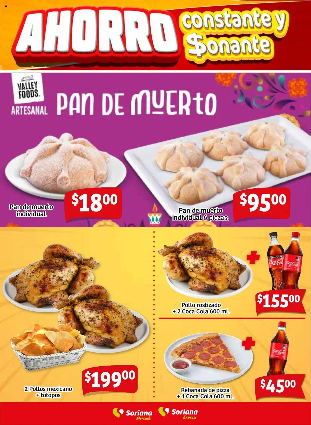 Nuevas ofertas de Soriana válidas en toda la República Mexicana desde el 18.09.2025. ¡Encuentra las mejores ofertas en Soriana - Fin de Semana Mercado: Ags, Nay, Jal, Qro, Col, Mich, Gto, Hgo, Tlax, Mor, Pue, Gro, Oax, Edo. de Mex, CDMX, Zac y SLP! | Página: 6 | Productos: Pollo, Azúcar, Pan, Pizza