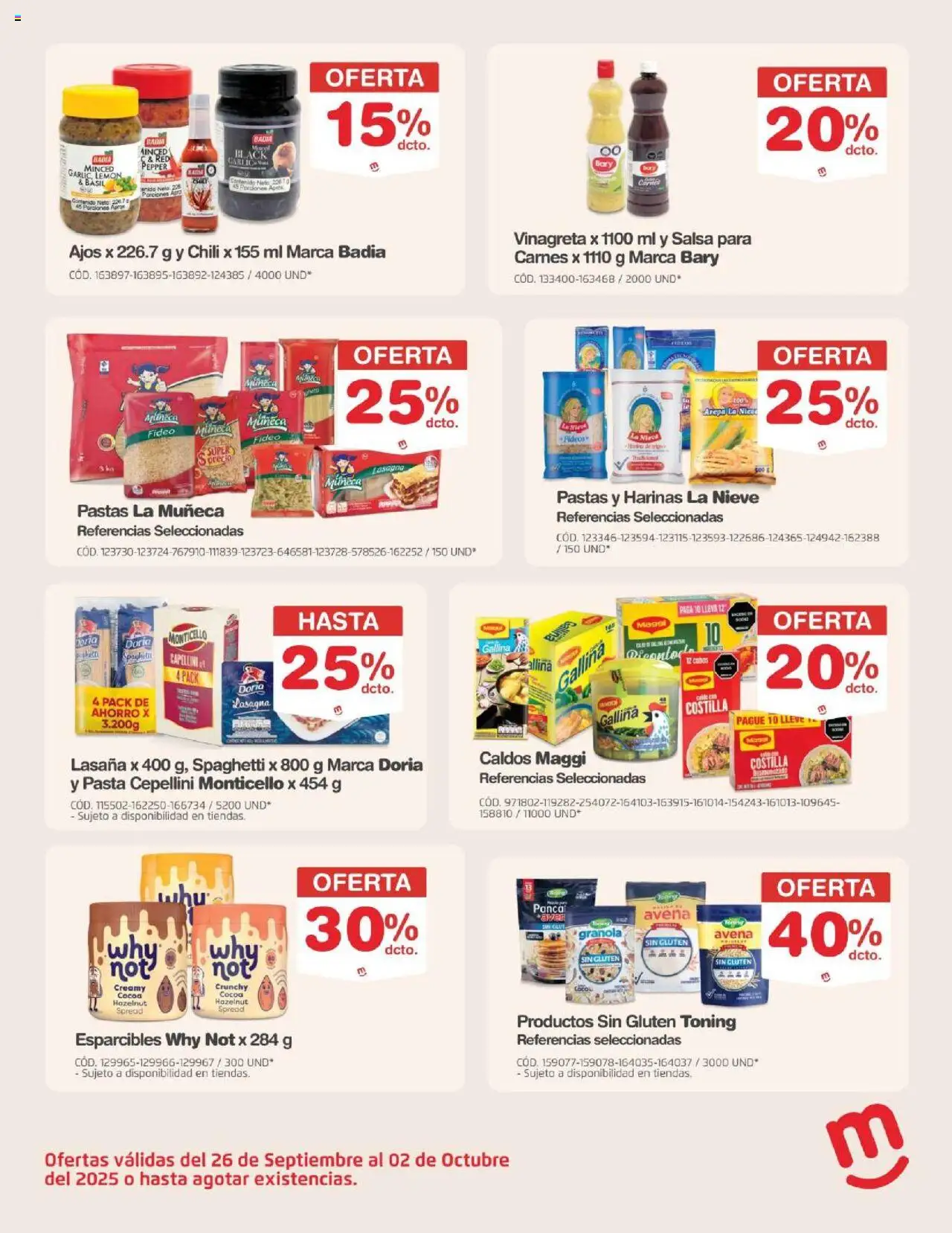 Makro revista - valida desde el 26.09.2025 | Página: 25 | Productos: Pasta, Arepa, Avena, Mermelada