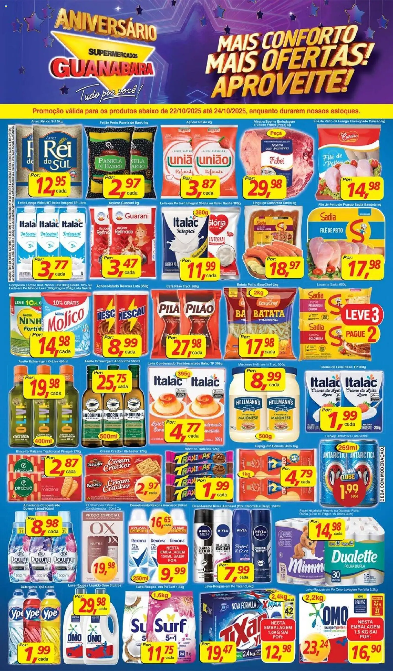 Supermercados Guanabara Folheto - válido de 22.10.2025 | Página: 1 | Produtos: Feijão, Achocolatado, Panela, Linguiça