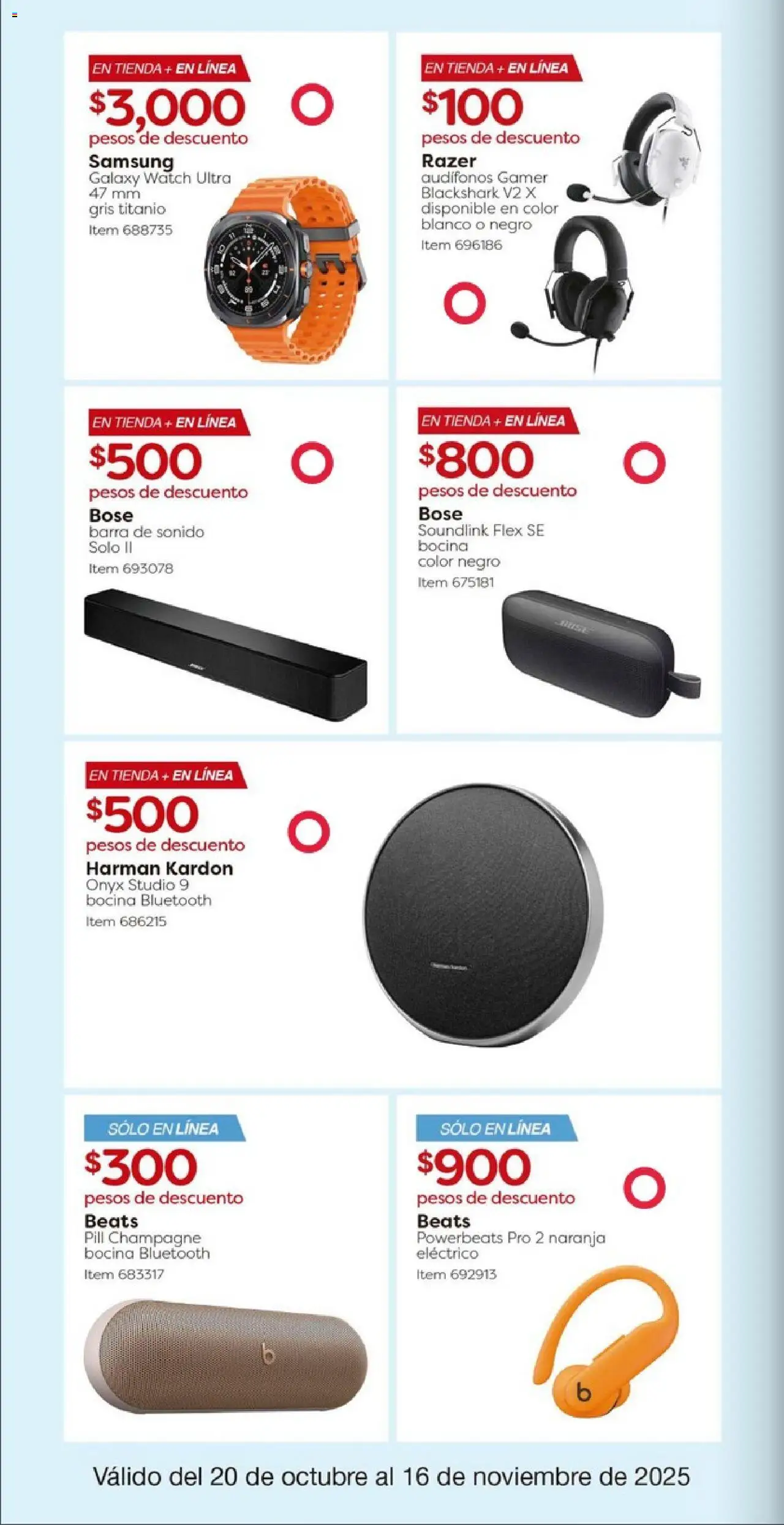 Nuevas ofertas de Costco válidas en toda la República Mexicana desde el 20.10.2025. ¡Encuentra las mejores ofertas en Costco catálogo! | Página: 8 | Productos: Champagne, Audífonos, Bocina, Barra