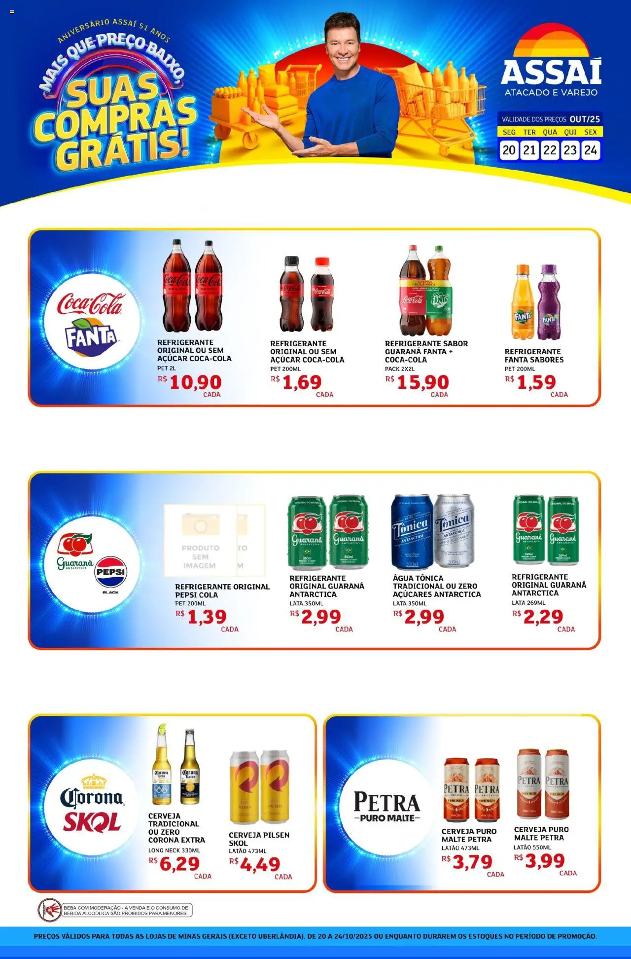 Assaí Atacadista Folheto - válido de 20.10.2025 | Página: 1 | Produtos: Fanta, Água tônica, Cola, Refrigerante