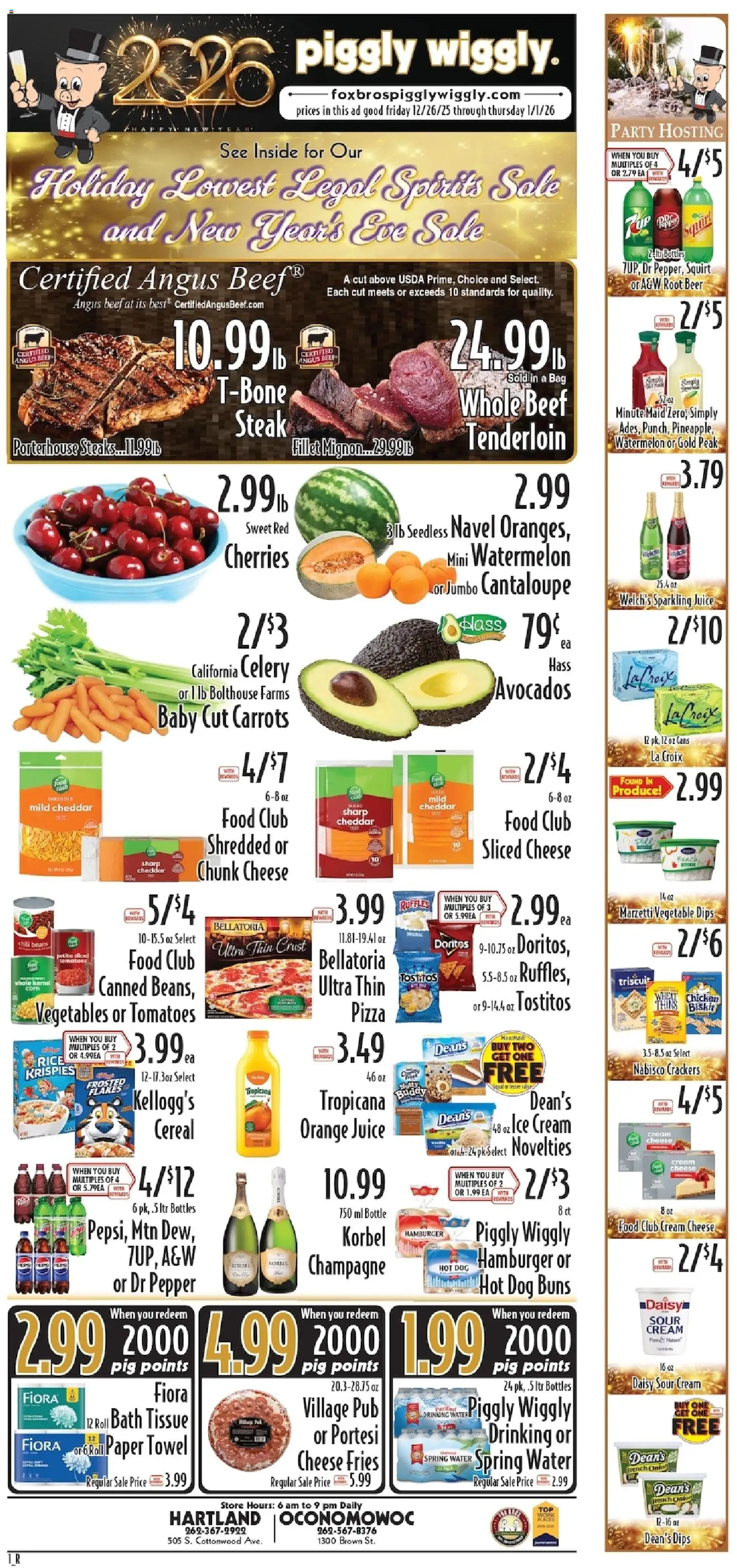 Piggly Wiggly Weekly Ad - valid from 26.12.2025 | Page: 1 | Products: Cheese, Tomatoes, Beef, Pepper