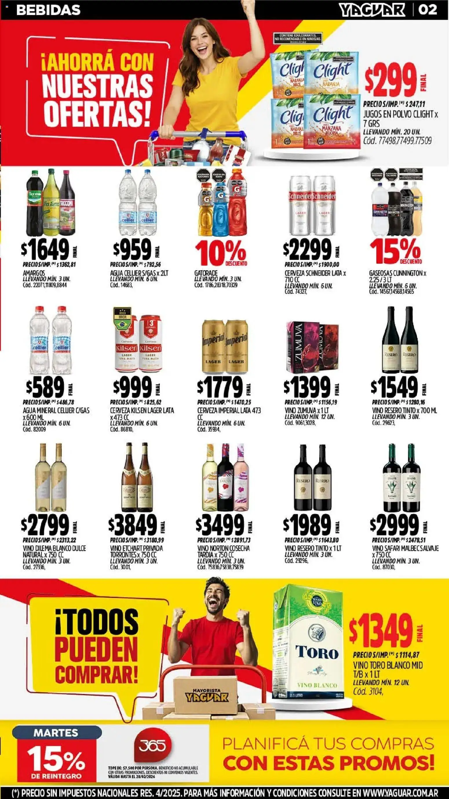 Yaguar - Oferta Semanal Mendoza │ válido desde el 23.02.2026 | Página: 2 | Productos: Manzana, Agua, Vino, Cerveza