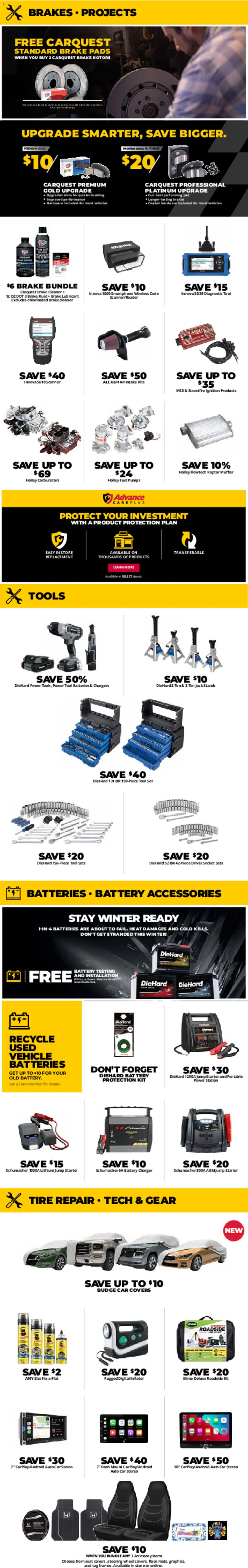 Advance Auto Parts Weekly Ad - valid from 04.01.2026 | Page: 4 | Products: Pads, Steering, Smartphone, Scanner