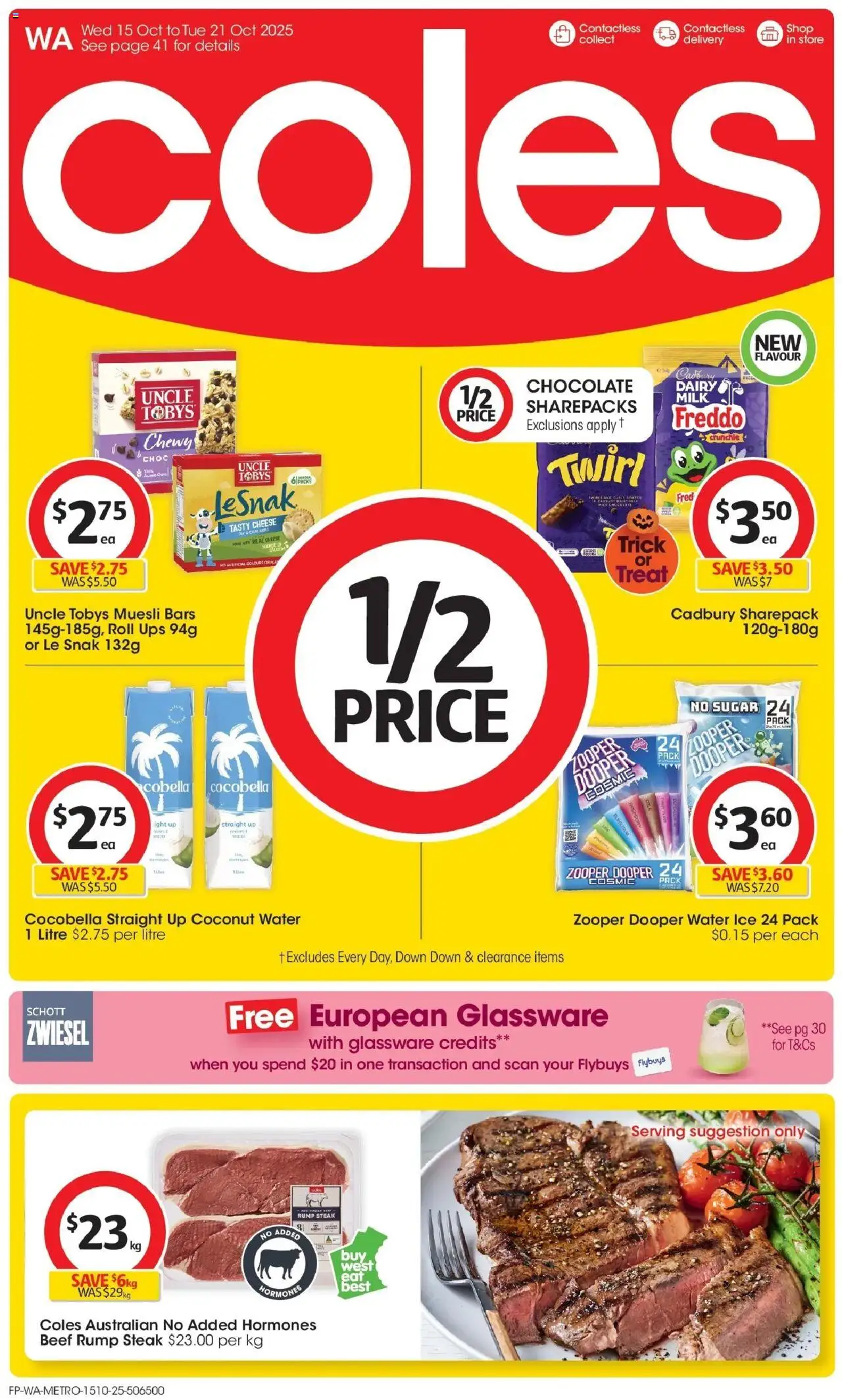 Coles catalogue - valid from 15.10.2025 | Page: 1 | Products: Light, Cheese, Beef, Water