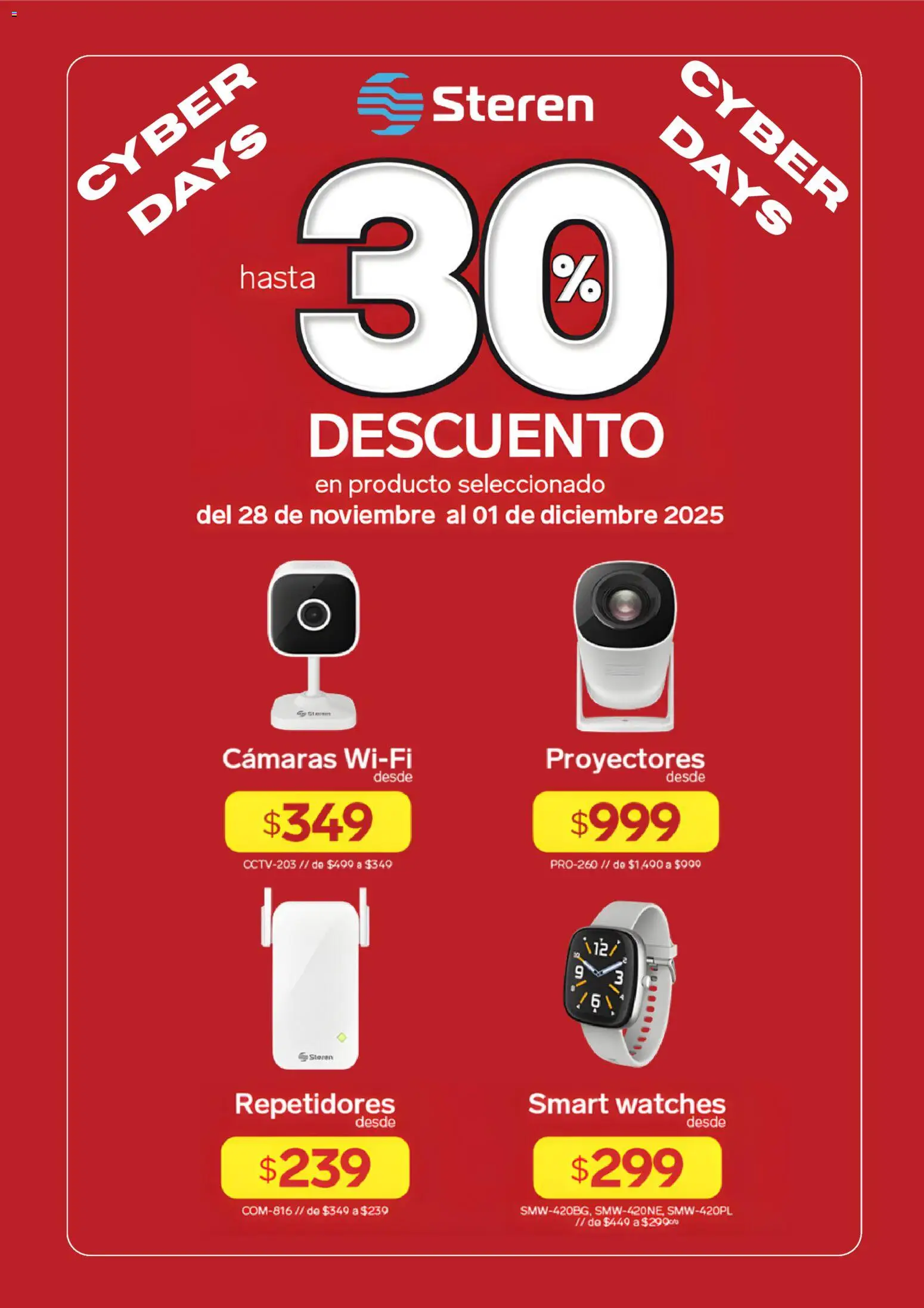 Nuevas ofertas de Steren válidas en toda la República Mexicana desde el 28.11.2025. ¡Encuentra las mejores ofertas en Steren Cyber Days! | Página: 1