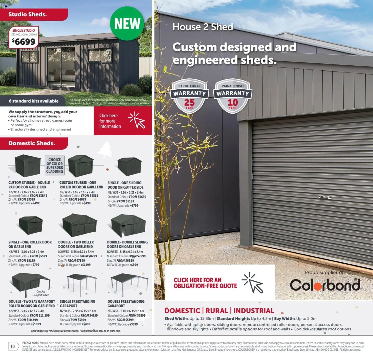 Stratco catalogue - valid from 31.10.2025 | Page: 10 | Products: Door, Kits, Shed, Domestic