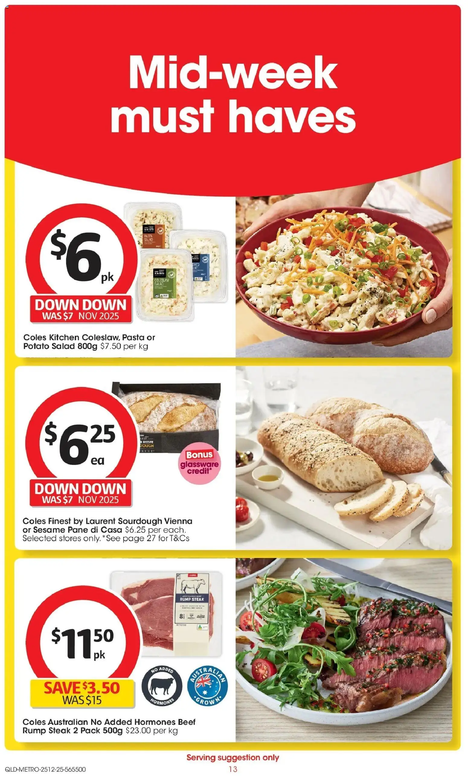 Coles catalogue - valid from 25.12.2025 | Page: 13 | Products: Beef, Pasta, Salad, Steak