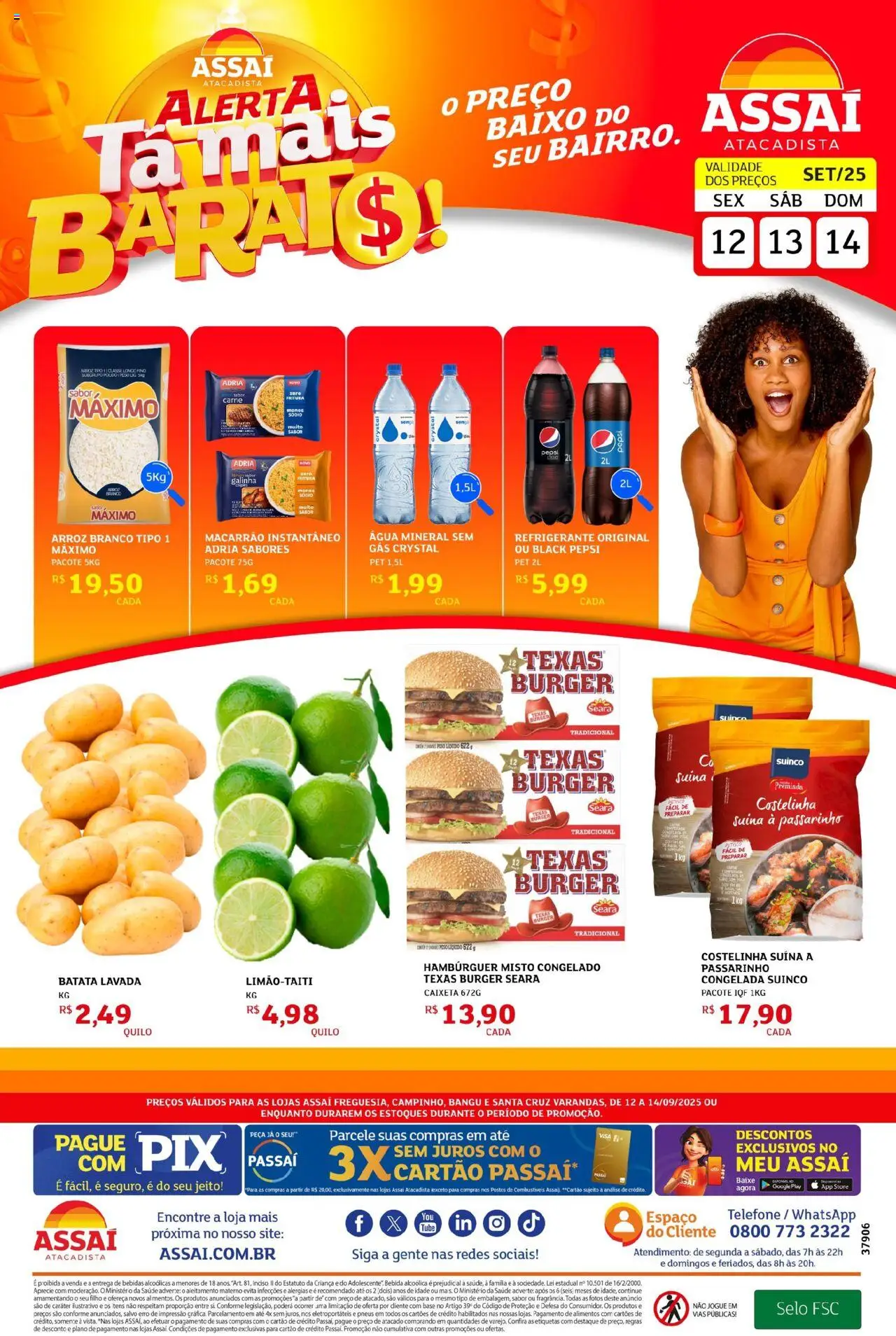 Assaí Atacadista Folheto - válido de 12.09.2025 | Página: 1 | Produtos: Pneus, Arroz, Baixo, Macarrão instantâneo