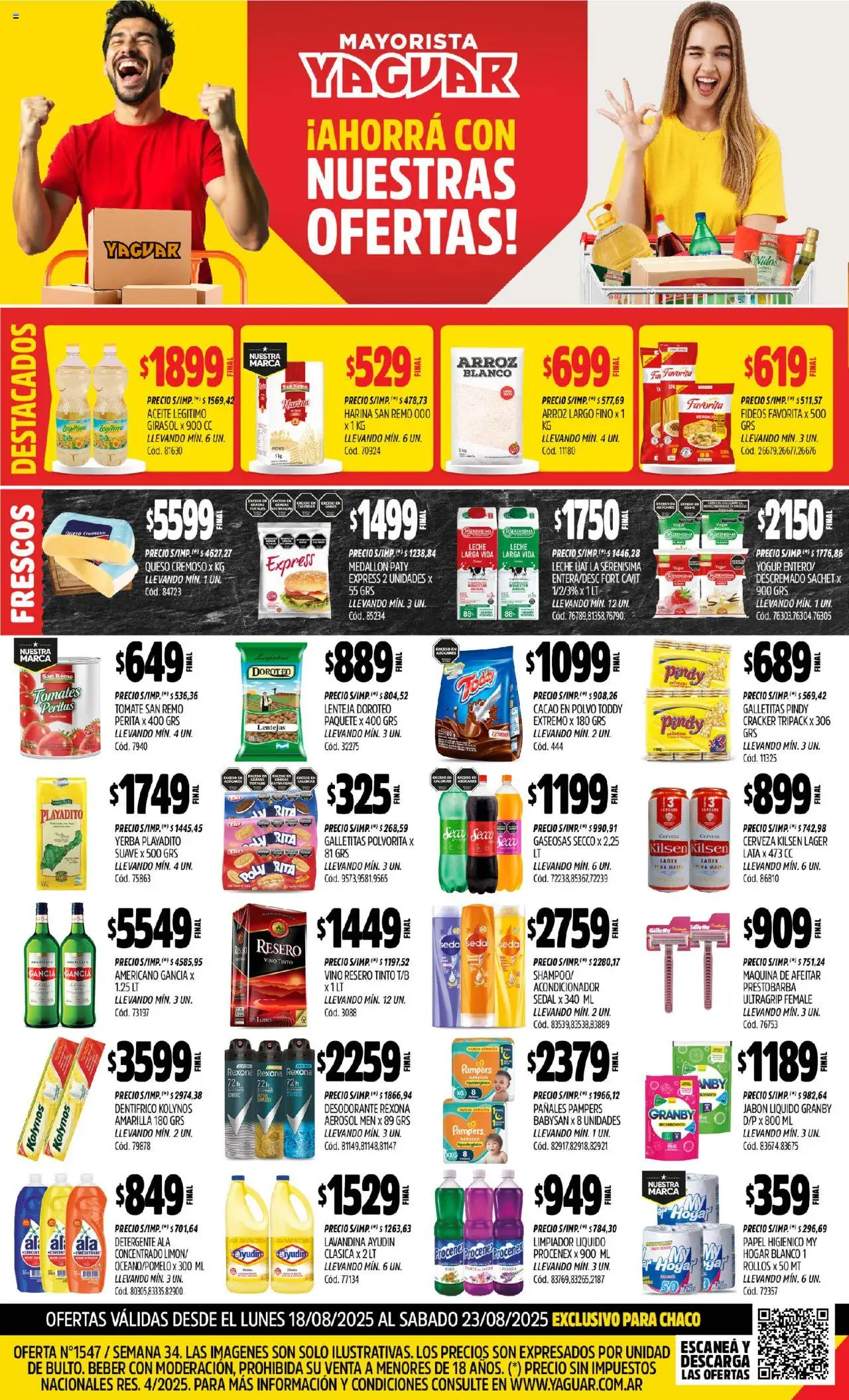 Yaguar - Chaco │ válido desde el 18.08.2025 | Página: 1 | Productos: Lentejas, Queso, Yogur, Cerveza