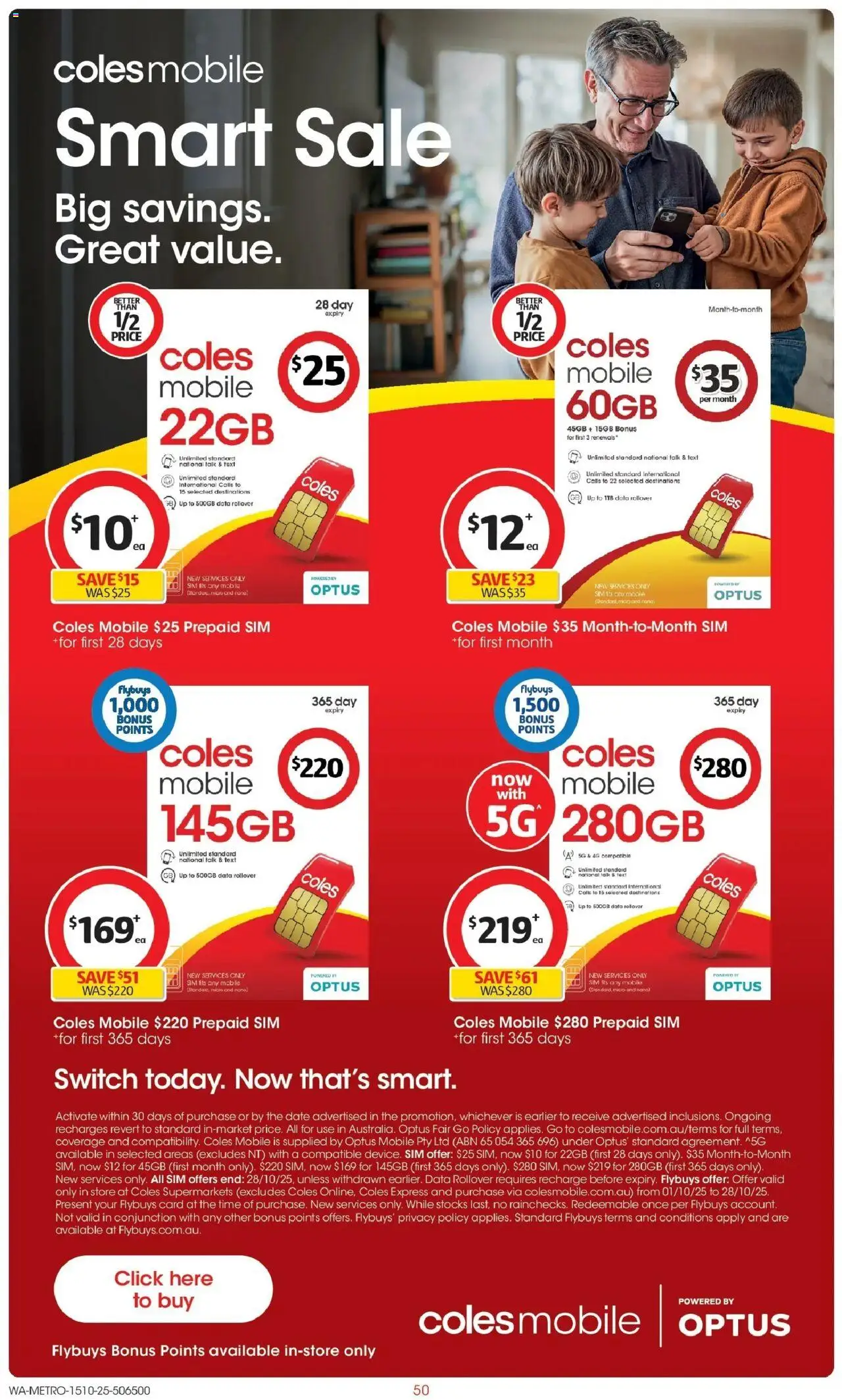 Coles catalogue - valid from 15.10.2025 | Page: 50 | Products: Date, Nano, Mobile