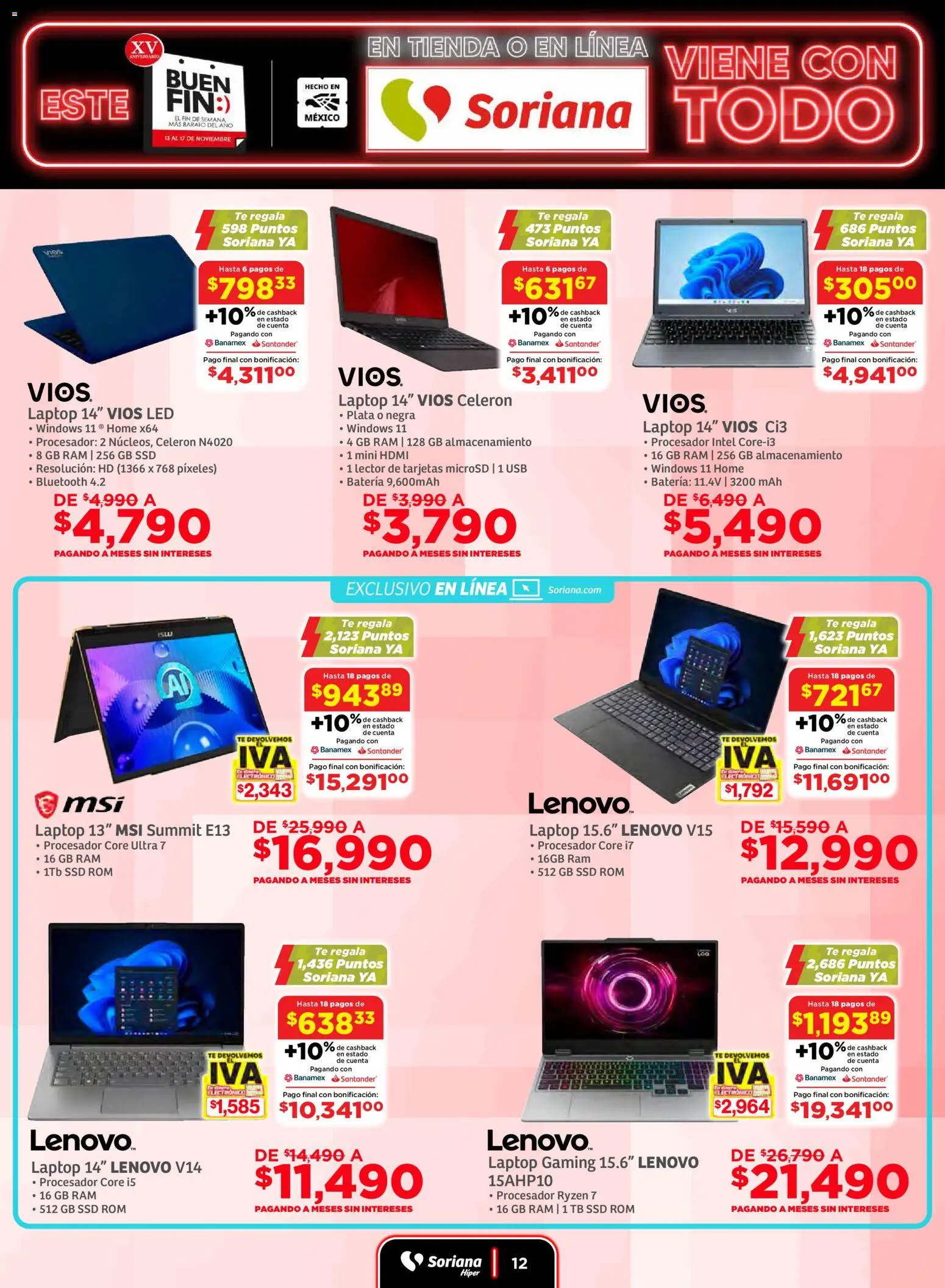 Nuevas ofertas de Soriana válidas en toda la República Mexicana desde el 13.11.2025. ¡Encuentra las mejores ofertas en Soriana Buen Fin ! | Página: 12 | Productos: Usb, Té, Batería