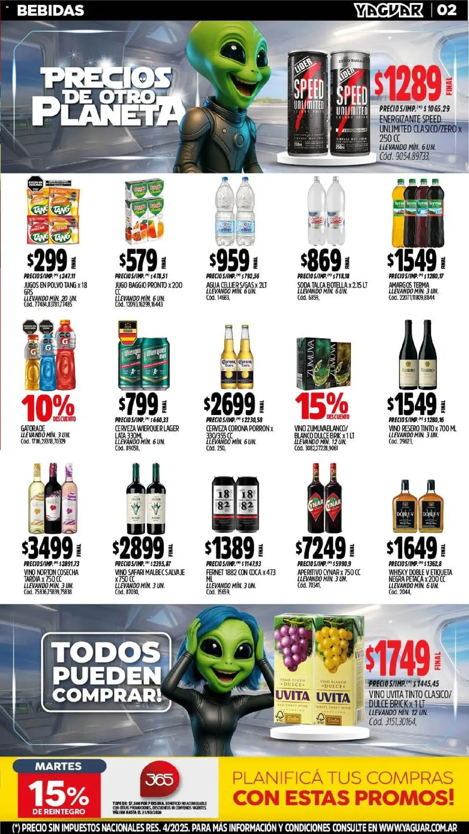 Yaguar - Oferta Semanal Mendoza │ válido desde el 09.03.2026 | Página: 2 | Productos: Botella, Jugo, Vino, Cerveza
