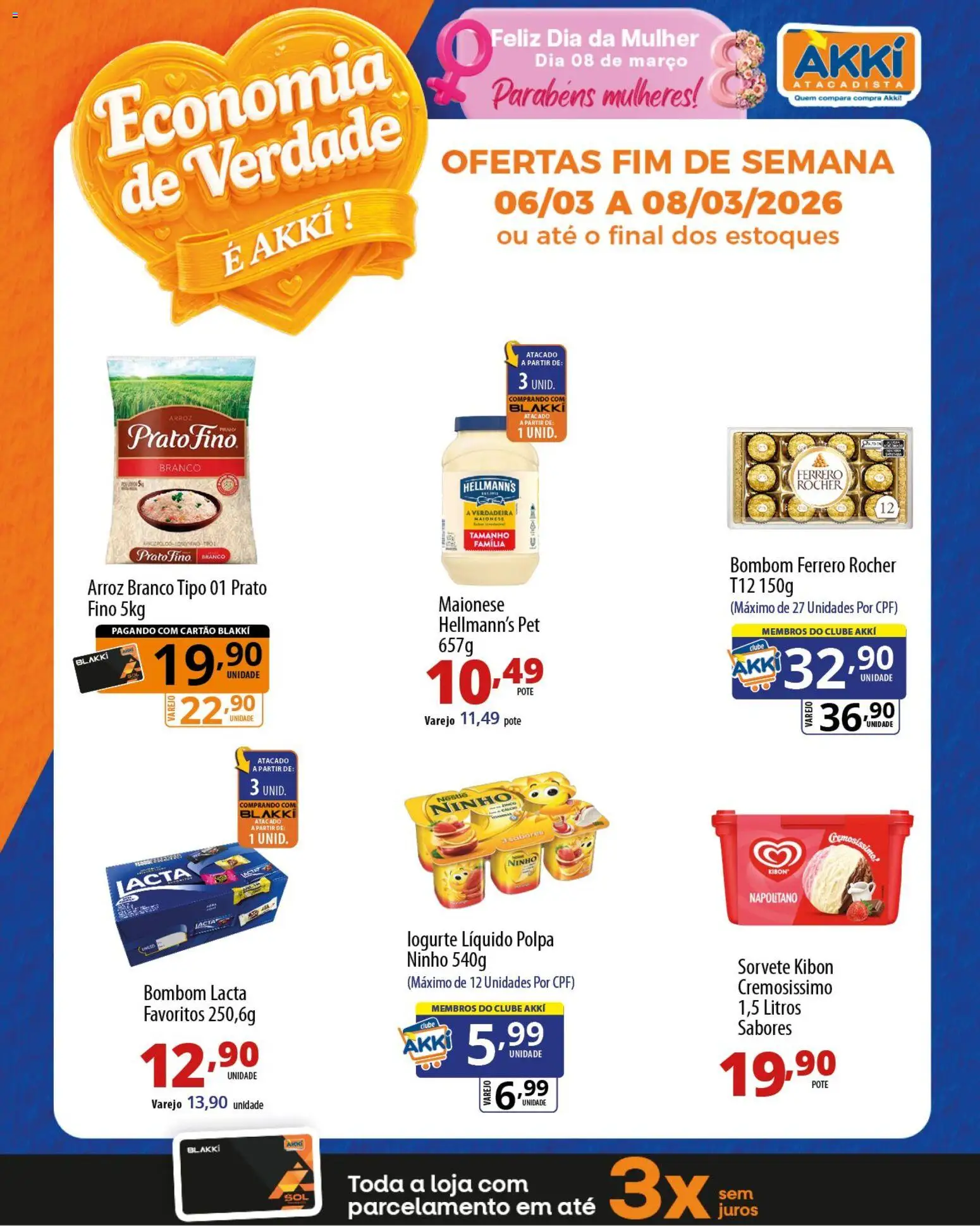 Akki Atacadista Folheto - válido de 06.03.2026 | Página: 2 | Produtos: Arroz, Ferrero Rocher, Maionese, Bombom