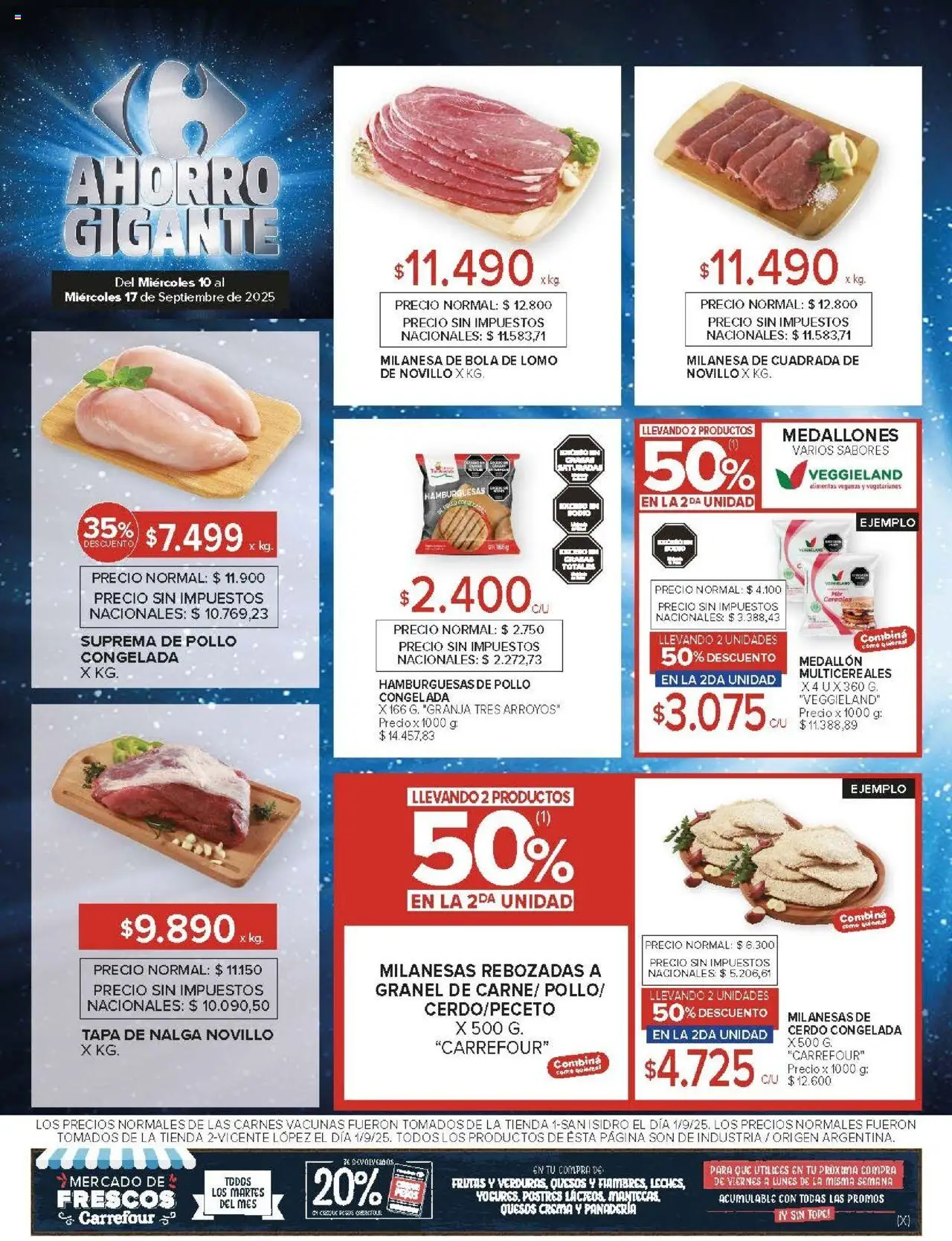 Carrefour ofertas │ válido desde el 10.09.2025 | Página: 14 | Productos: Pollo, Milanesa, Cerdo, Crema