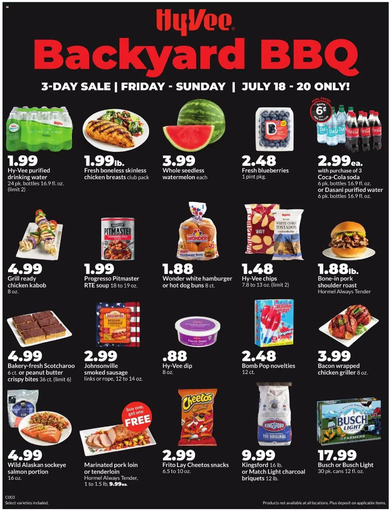 HyVee Special Sales - valid from 18.07.2025 | Page: 1 | Products: Corn, Butter, Chips, Water