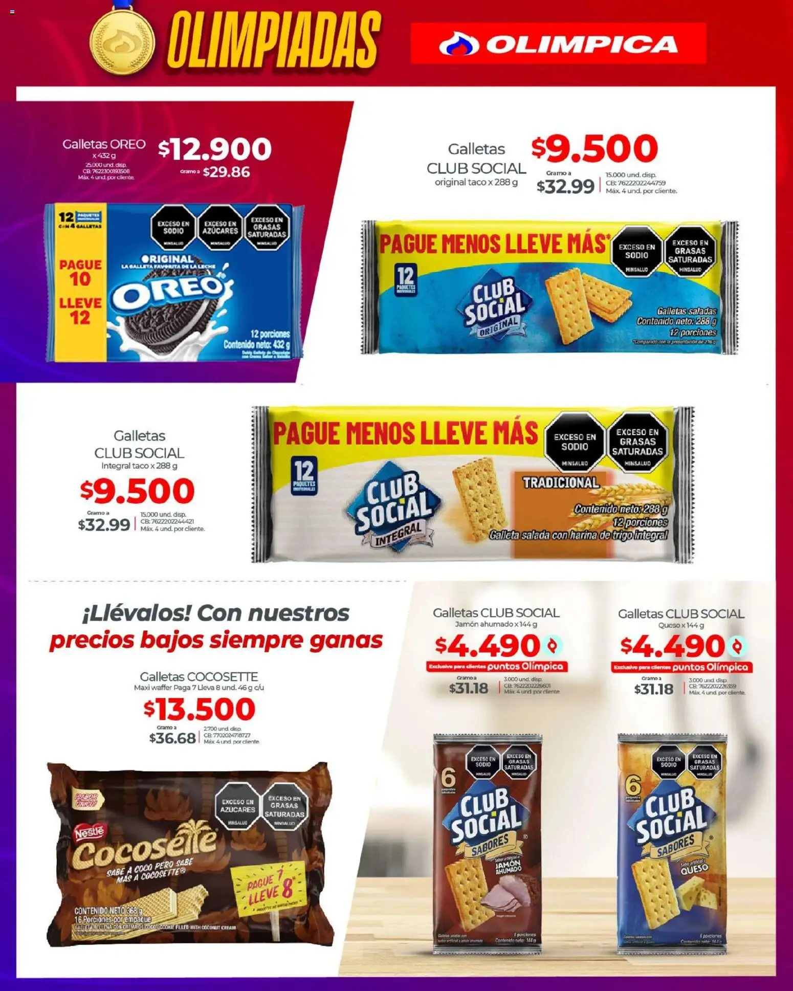 Olímpica revista - valida desde el 13.02.2026 | Página: 7 | Productos: Galletas, Harina, Queso, Jamón