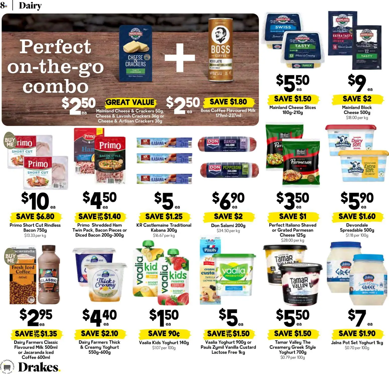 Drakes catalogue - valid from 04.03.2026 | Page: 8 | Products: Bacon, Crackers, Milk, Cheese