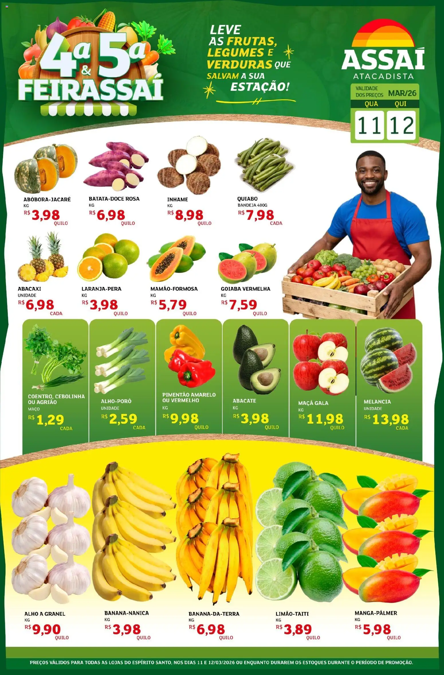 Assaí Atacadista Folheto - válido de 11.03.2026 | Página: 1 | Produtos: Goiaba, Alho, Agrião, Pimentão